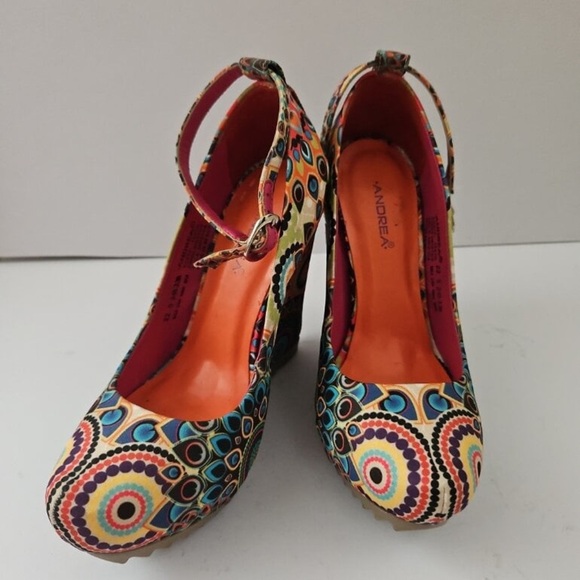 ANDREA FENZI Women's Multicolor Patterned Heels - Picture 1 of 9